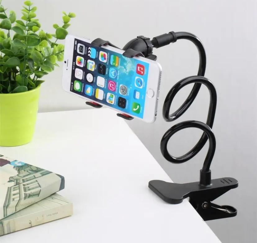 BLACK 360 DEGREE CLIP ON FLEXIBLE 75cm MOBILE PHONE STAND