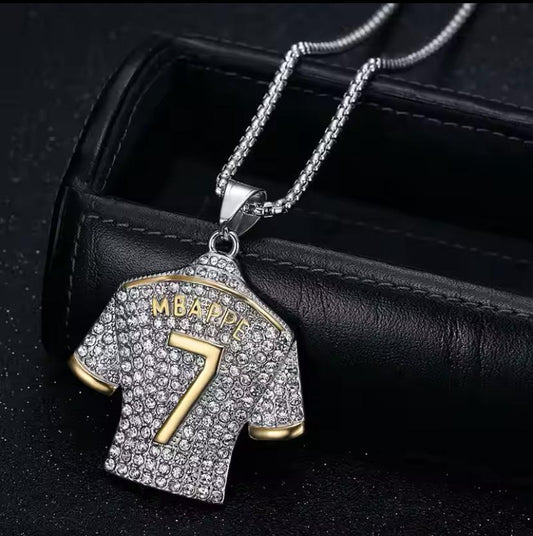 KYLIAN MBAPPE SILVER LOOK PENDANT AND NECKLACE