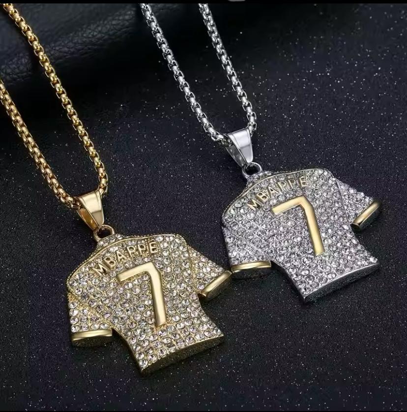 KYLIAN MBAPPE GOLD LOOK PENDANT AND NECKLACE