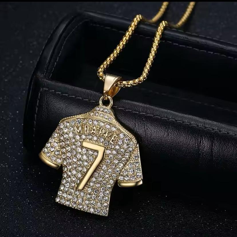 KYLIAN MBAPPE GOLD LOOK PENDANT AND NECKLACE