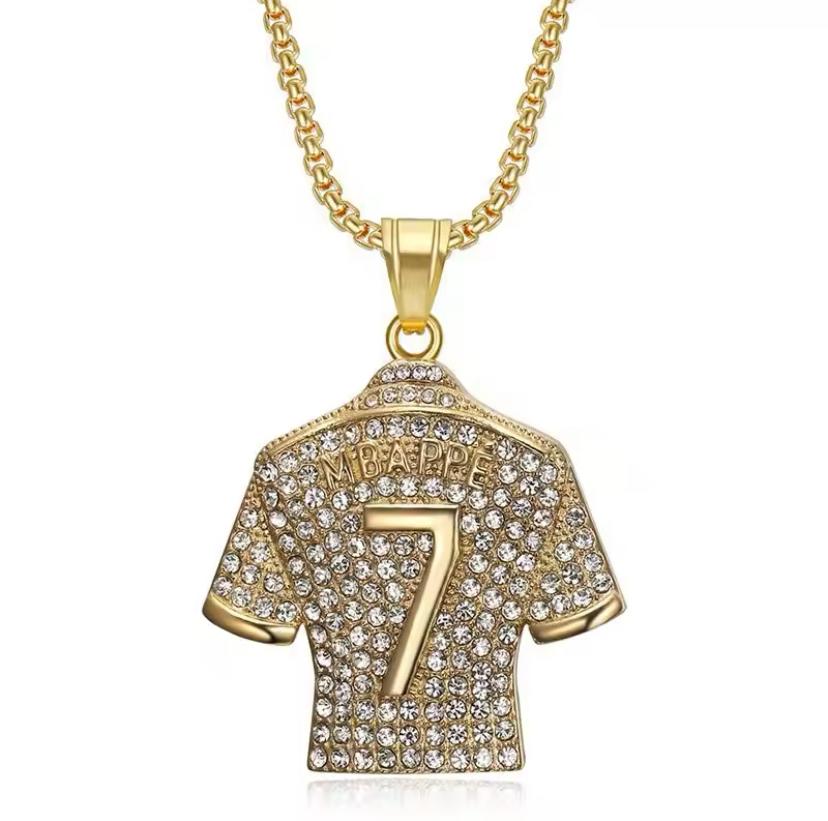 KYLIAN MBAPPE GOLD LOOK PENDANT AND NECKLACE