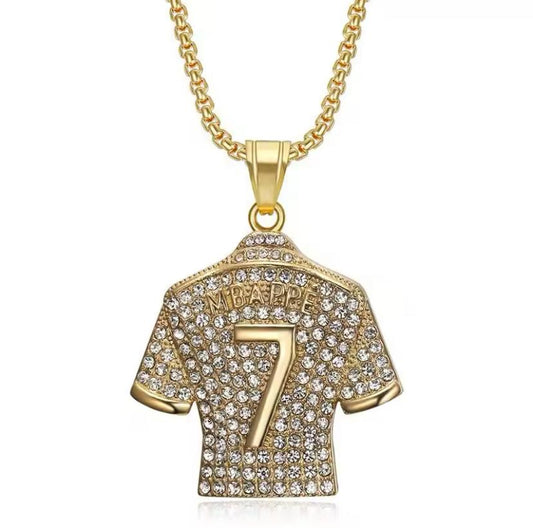 KYLIAN MBAPPE GOLD LOOK PENDANT AND NECKLACE