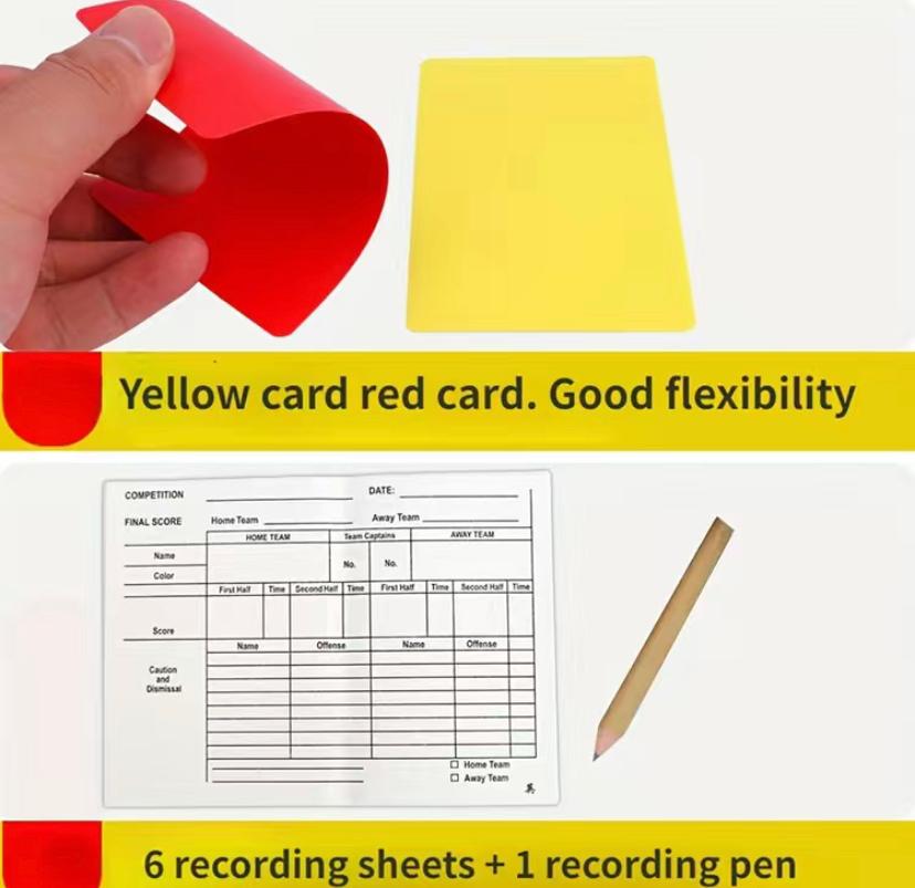 SPORTS REFEREE RED AND YELLOW CARDS NOTEBOOK AND PENCIL