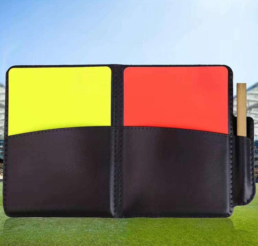 SPORTS REFEREE RED AND YELLOW CARDS NOTEBOOK AND PENCIL