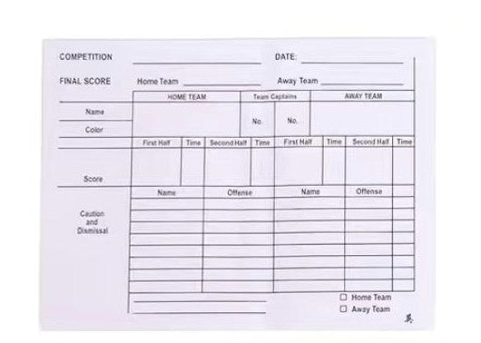 SPORTS REFEREE RED AND YELLOW CARDS NOTEBOOK AND PENCIL