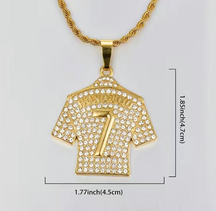 CR7 RONALDO 7 SILVER LOOK NECKLACE AND PENDANT