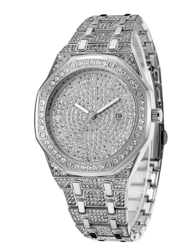 LUXURIOUS MECHANICAL TIME AND DATE RHINESTONE MENS WATCH