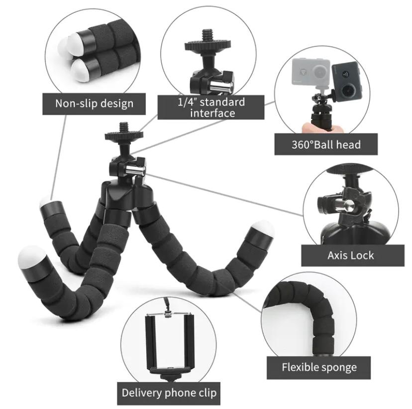 FLEXIBLE OCTOPUS TRIPOD UNIVERSAL PHONE HOLDER