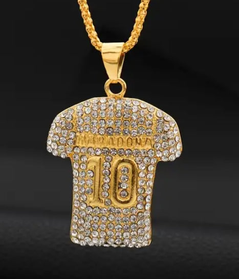 MARADONA 10 GOLD LOOK PENDANT SET