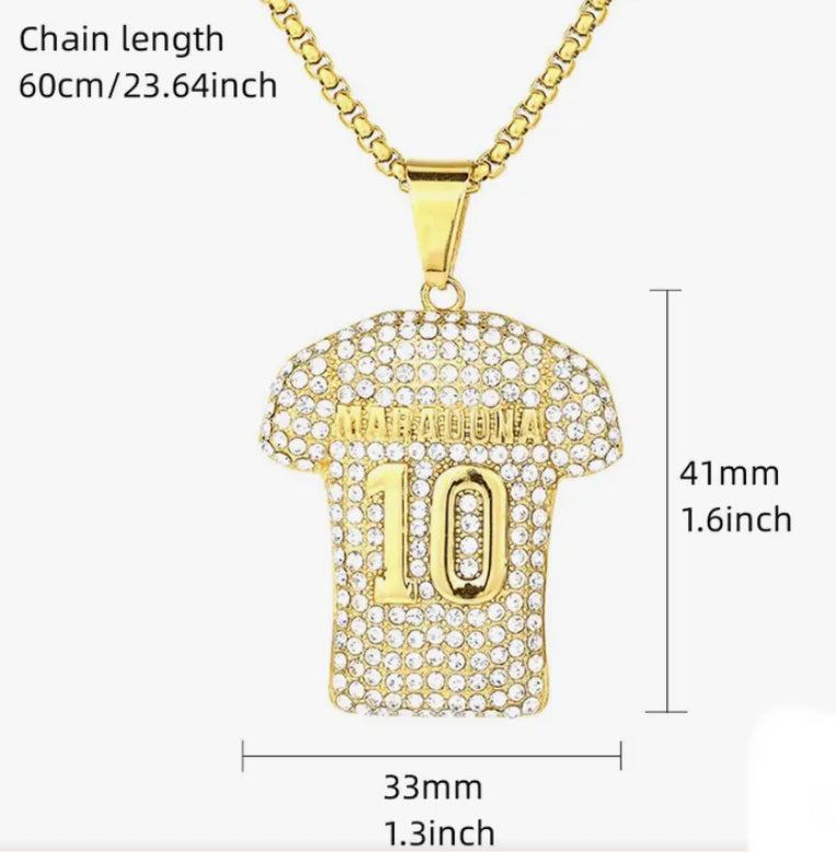 MARADONA 10 GOLD LOOK PENDANT SET