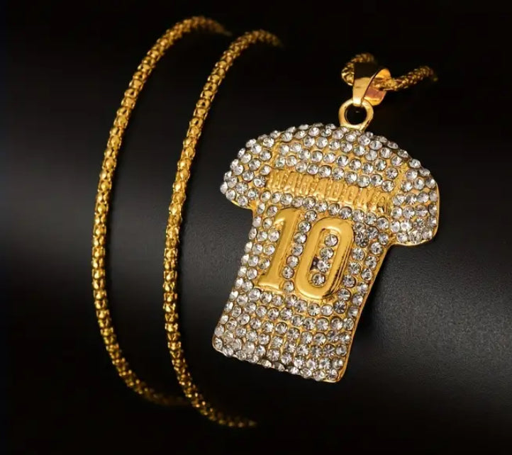 MARADONA 10 GOLD LOOK PENDANT SET