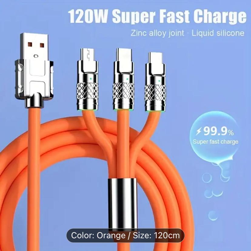 3 in 1 SUPER FAST USB CHARGER CABLE- iOS / Micro USB and Type C