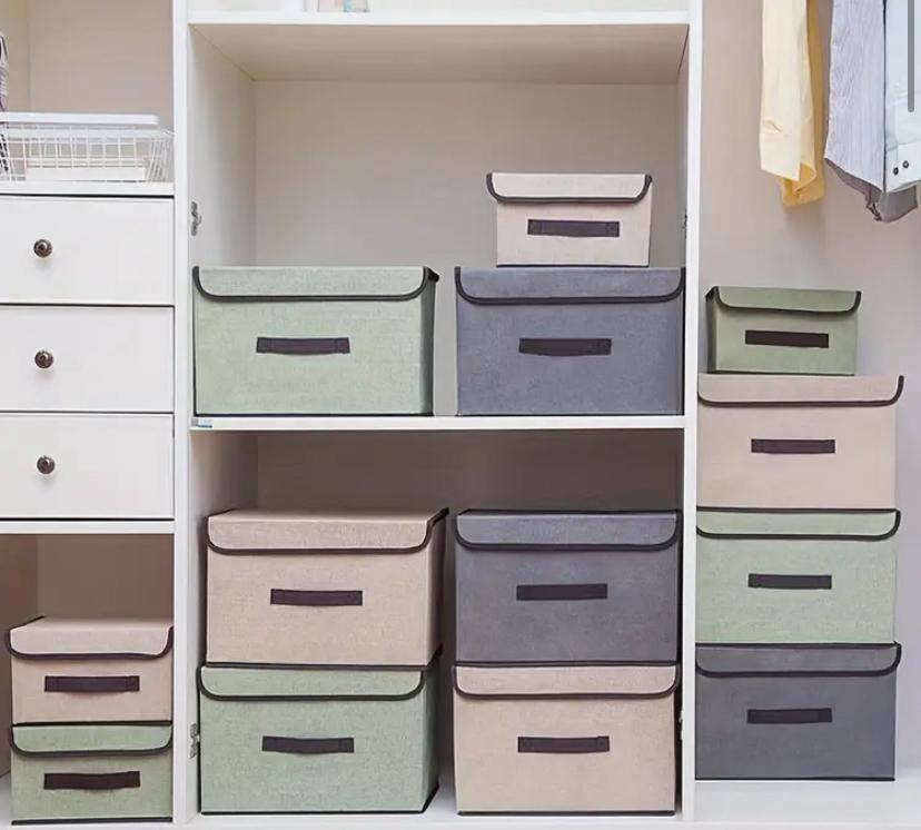 GREY FABRIC STORAGE BOXES