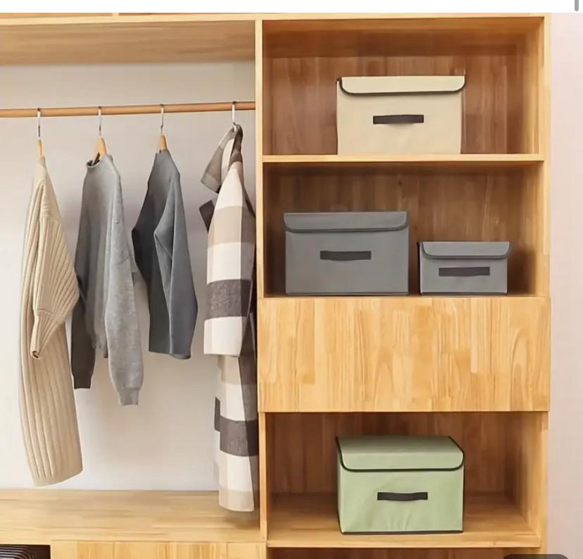 GREY FABRIC STORAGE BOXES