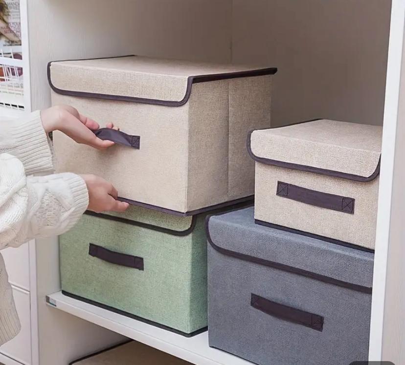 GREY FABRIC STORAGE BOXES