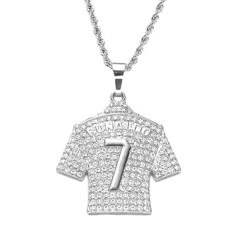 CR7 RONALDO 7 SILVER LOOK NECKLACE AND PENDANT